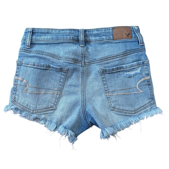 American Eagle, Hi-Rise Festival Trendy Distressed Short Jeans, Size 0, Blue - Picture 7 of 8